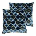 Paoletti Ares Polyester Filled Cushions Twin Pack Viscose Blue