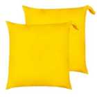 Furn. Plain Outdoor Polyester Filled Floor Cushions Twin Pack Yellow