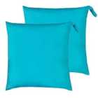 Furn. Plain Outdoor Polyester Filled Floor Cushions Twin Pack Aqua