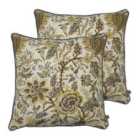 Prestigious Textiles Apsley Polyester Filled Cushions Twin Pack Cotton Viscose Linen Ochre