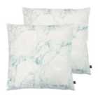 Ashley Wilde Cinnabar Polyester Filled Cushions Twin Pack Viscose Linen Seagreen/Eau De Nil