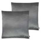 Prestigious Textiles Emboss Polyester Filled Cushions Twin Pack Cotton Sterling