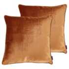 Paoletti Luxe Velvet Polyester Filled Cushions Twin Pack Rust