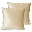 Paoletti Luxe Velvet Polyester Filled Cushions Twin Pack Ivory
