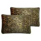 Paoletti Python Polyester Filled Cushions Twin Pack Gold