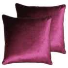 Paoletti Luxe Velvet Polyester Filled Cushions Twin Pack Cranberry