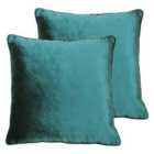 Paoletti Luxe Velvet Polyester Filled Cushions Twin Pack Jadite