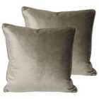 Paoletti Luxe Velvet Polyester Filled Cushions Twin Pack Mink