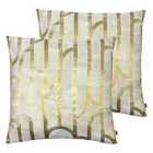 Ashley Wilde Meyer Polyester Filled Cushions Twin Pack Viscose Cotton Ochre/Gold
