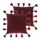 Furn. Medina Polyester Filled Cushions Twin Pack Cotton Berry
