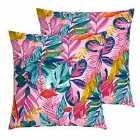 Furn. Psychedelic Jungle Outdoor Polyester Filled Cushions Twin Pack Multi