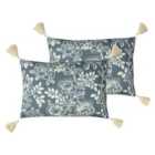 Paoletti Somerton Polyester Filled Cushions Twin Pack Slate Blue