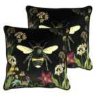 Evans Lichfield Midnight Garden Polyester Filled Cushions Twin Pack Bee