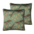 Paoletti Harper Polyester Filled Cushions Twin Pack Bay Green