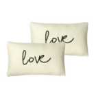 Furn. Shearling Polyester Filled Cushions Twin Pack Love