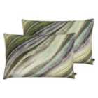 Prestigious Textiles Heartwood Polyester Filled Cushions Twin Pack Evergreen
