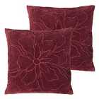 Furn. Angeles Polyester Filled Cushions Twin Pack Cotton Velvet Berry