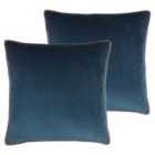 Paoletti Meridian Polyester Filled Cushions Twin Pack Petrol/Blush