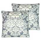 Paoletti Melrose Polyester Filled Cushions Twin Pack Slate Blue