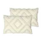 Furn. Orson Polyester Filled Cushions Twin Pack Cotton Ecru