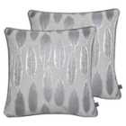 Prestigious Textiles Quill Polyester Filled Cushions Twin Pack Cotton Silver