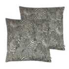 Kai Hector Polyester Filled Cushions Twin Pack Viscose Cotton Ebony