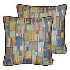 Prestigious Textiles Gisele Polyester Filled Cushions Twin Pack Cotton Linen Viscose Autumn