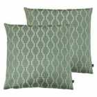 Ashley Wilde Nash Polyester Filled Cushions Twin Pack Cotton Sage/Eau De Nil
