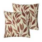 Paoletti Laurel Polyester Filled Cushions Twin Pack Rust