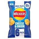 Walkers Less Salt Mild Cheese & Onion Multipack Crisps, 6x25g