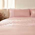 Sienna Embossed Velvet Heart Blush Pink Super King Duvet Cover With Pillowcase Bedding Set