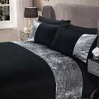 Sienna Crushed Velvet Panel Duvet Cover With Pillow Case Set Black Double