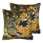 Prestigious Textiles Hidden Paradise Polyester Filled Cushions Twin Pack Midnight