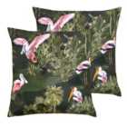 Paoletti Platalea Outdoor Polyester Filled Cushions Twin Pack Bottle Green