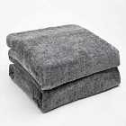 Highams Soft Knitted Fleece Throw Over Blanket Bedspread Charcoal 150 X 200Cm