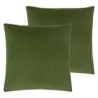 Evans Lichfield Sunningdale Twin Pack Polyester Filled Cushions Olive 50 x 50cm