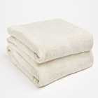 Highams Soft Knitted Fleece Throw Over Blanket Bedspread Cream 125 X 150Cm