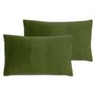 Evans Lichfield Sunningdale Twin Pack Polyester Filled Cushions Olive 30 x 50cm