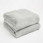 Sienna Faux Rabbit Soft Warm Flannel Fleece Throw Blanket Silver 125 X 150Cm