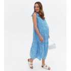 Maternity Blue Floral Tie Strap Midi Smock Dress