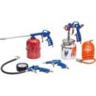 Autojack 5Pc Air Kit Tyre Inflator Spray Gun Degreaser Blower & Hose Line For Compressor