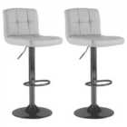 Neo Grey Faux Leather Bar Stools With Matt Black Legs Set Of Two