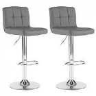 Neo Dark Grey Faux Leather Bar Stools With Polished Chrome Legs Set Of Two