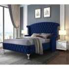 President Bed Plush Velvet Blue