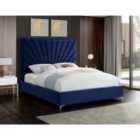 Errence Bed Plush Velvet Blue