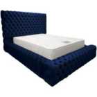 Sultan Bed Plush Velvet Blue