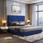Crina Bed Plush Velvet Blue