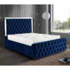 Elegance Mirrored Bed Plush Velvet Blue