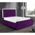 Elegance Mirrored Bed Plush Velvet Purple