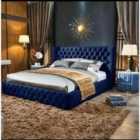 Royale Bed Plush Velvet Blue